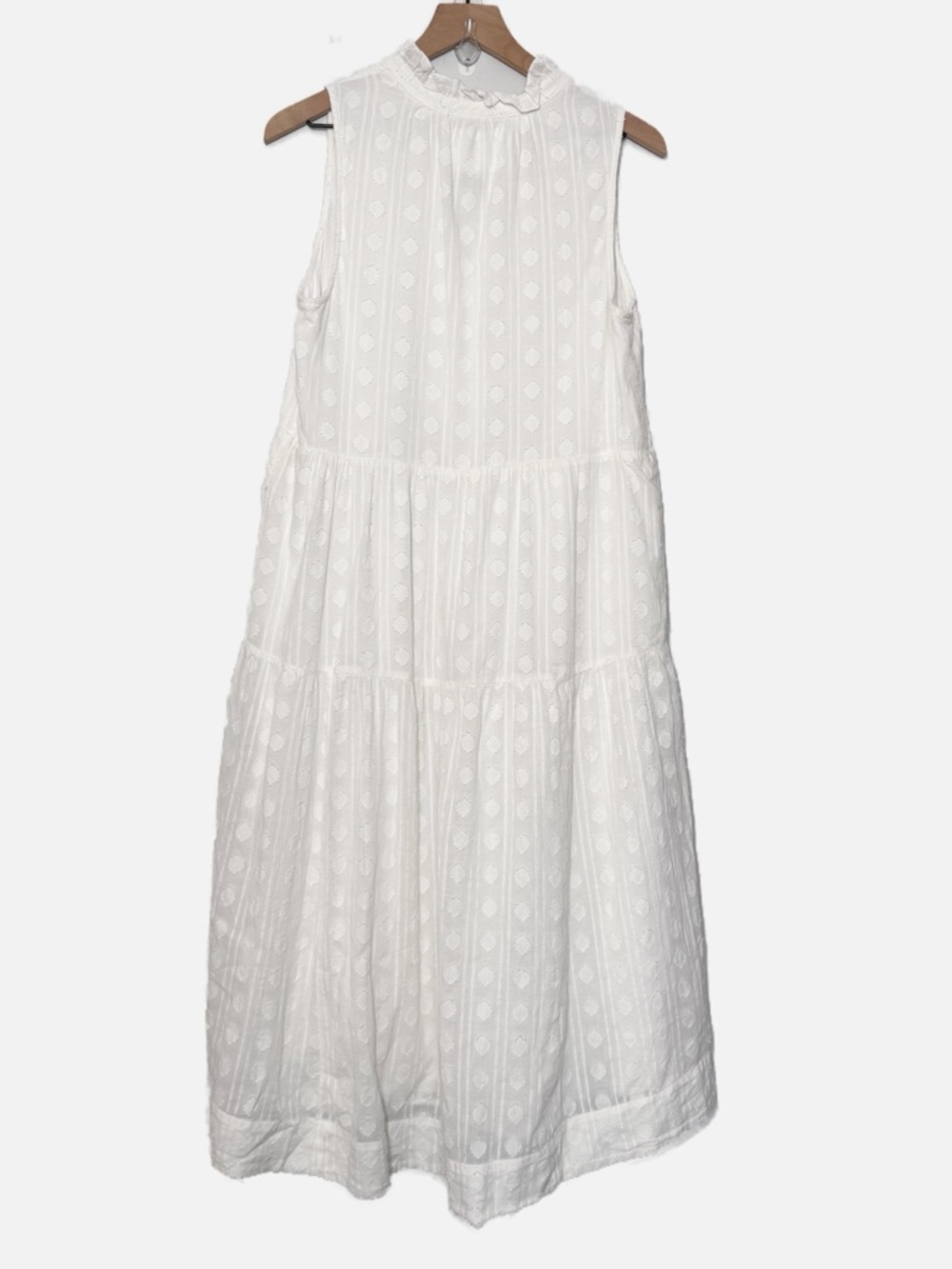 Maeve Anthropologie white cotton gauzy sleeveless midi dress bohemian flowy MP - Picture 2 of 14